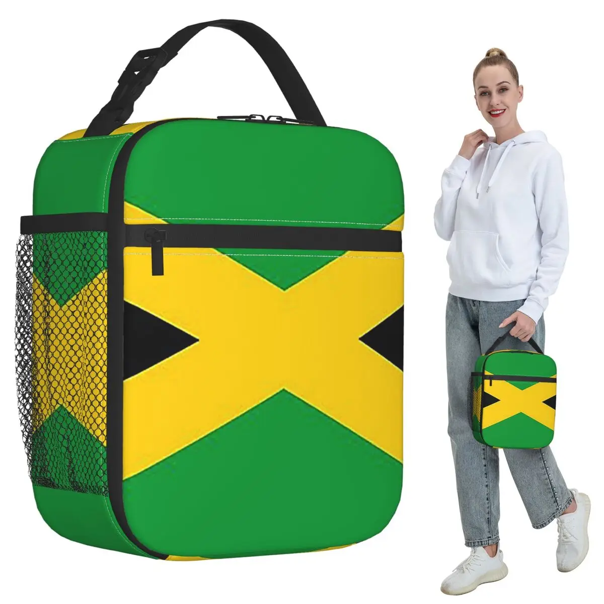 

Flag Of Jamaica Jamaican Flag Insulated Lunch Bag for Kids School Cooler Thermal Food Box Tote Portable Lunch Boxes Container