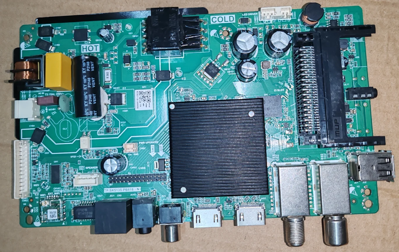 tpsk513spb818-t-wi-fi対応テレビ用マザーボード、実物写真、30～84v、300ma、48wで動作確認済み、1gb-8gb、android-13搭載。