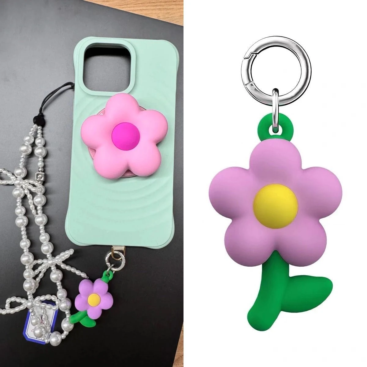 

3D Flower Pendant C Shape Magnetic Phone Stand for IPhone Holder Mount Support for Galaxy Mobile Phone Accessories
