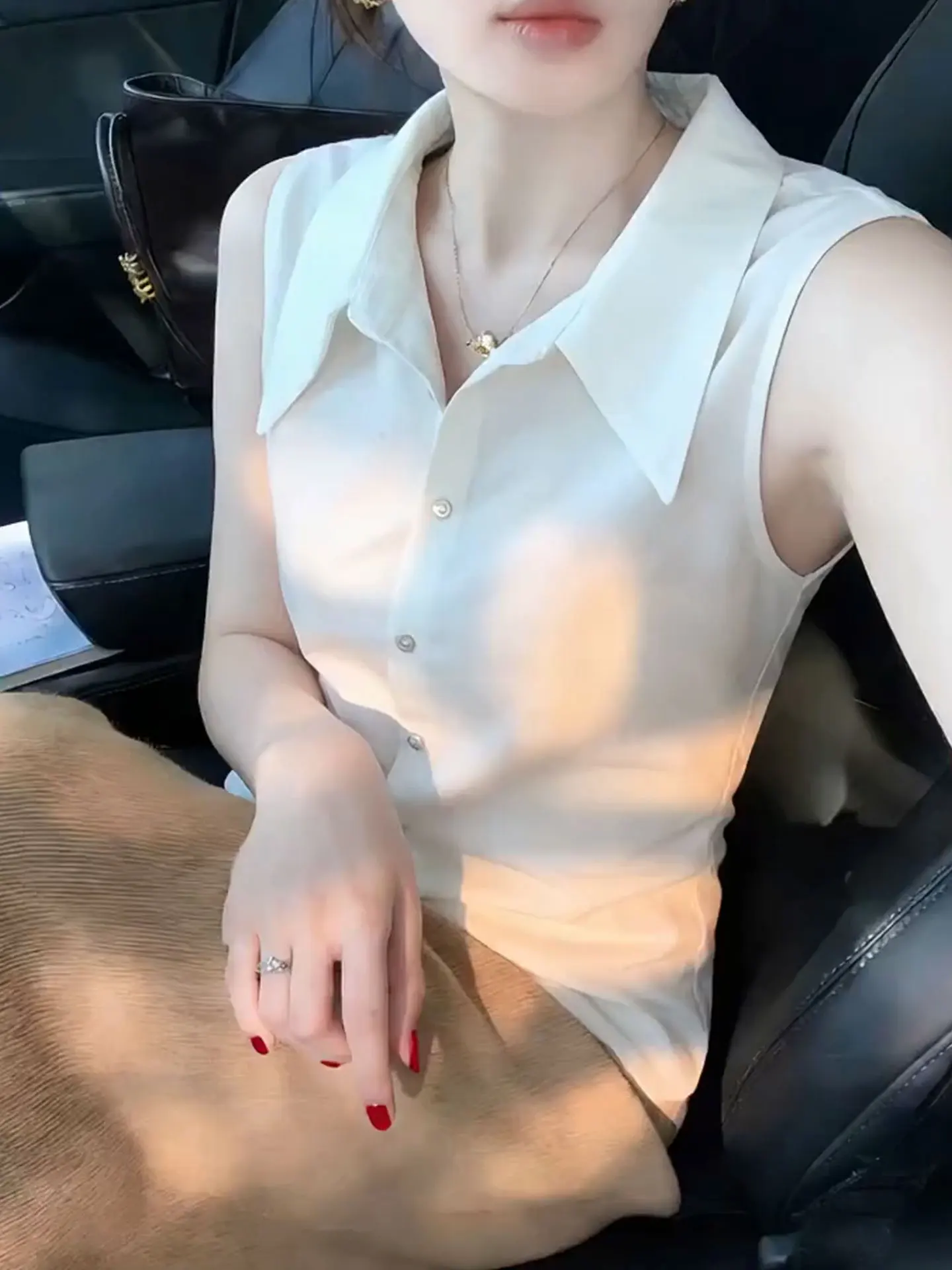 

Модная однотонная шелковая блузка европейского бренда класса люкс для многослойных образов, весенняя коллекция, женская шелковая блузка