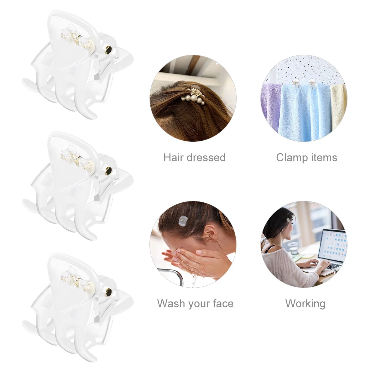 

Mini Hair Clips Clear Claw Accessories Women Girls Pearlescent Jaw Claws Durable Plastic Styling Tools Hair Decorations