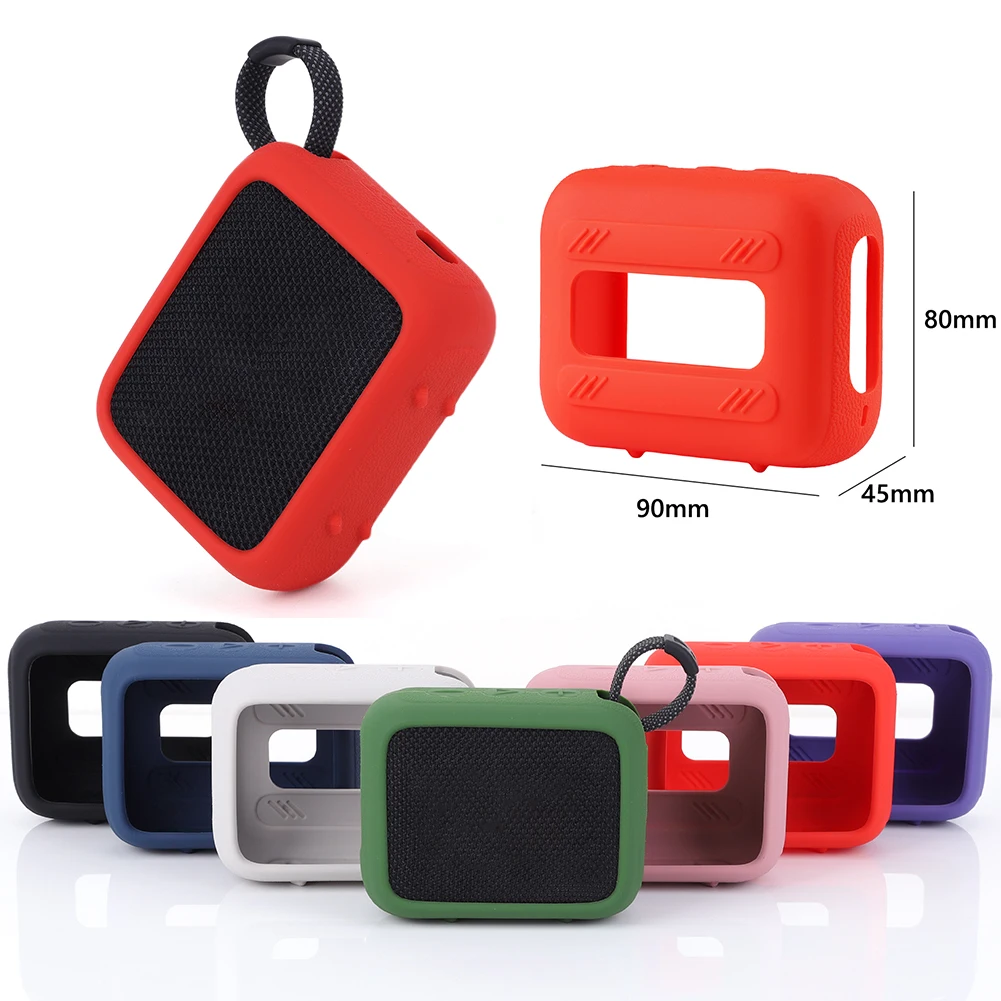 

Speaker Silicone Case Anti Scratch Protective Case with Carabiner Soft Skin Sleeve Shockproof for JBL GO 4 Portable BT Speaker