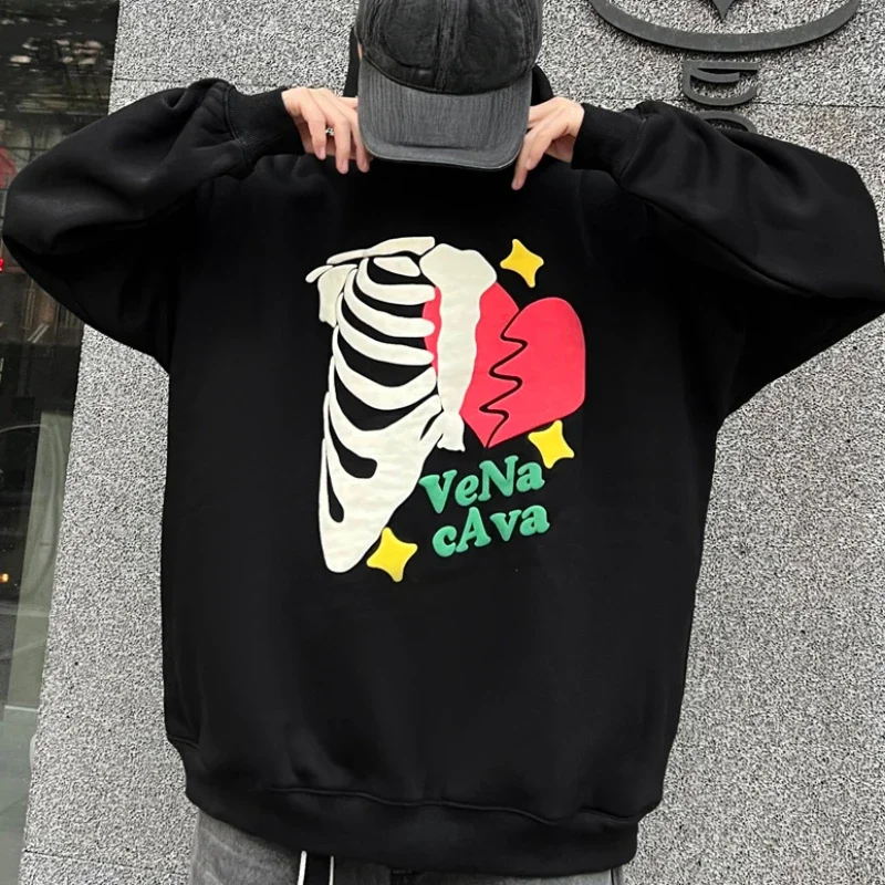 

24SS New Arrival Broken Planet Daily Casual Fleece Hooded Skeleton Foam Print Men Broken Planet Pure Cotton Women Hoody