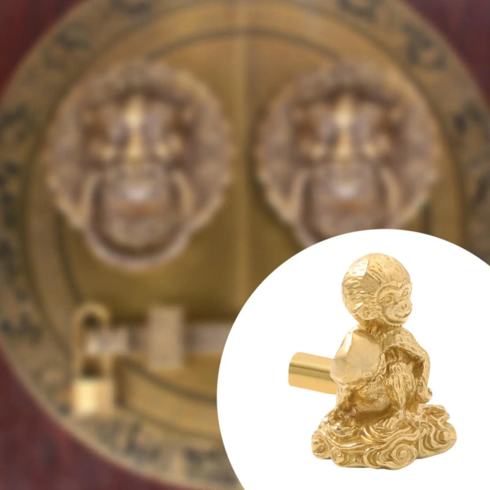 

Brass Monkey Handle Wardrobe Door Pull Gift Funny Easy to Install Cabinet Knob Furniture Door Handle for Bathroom Farmhouse