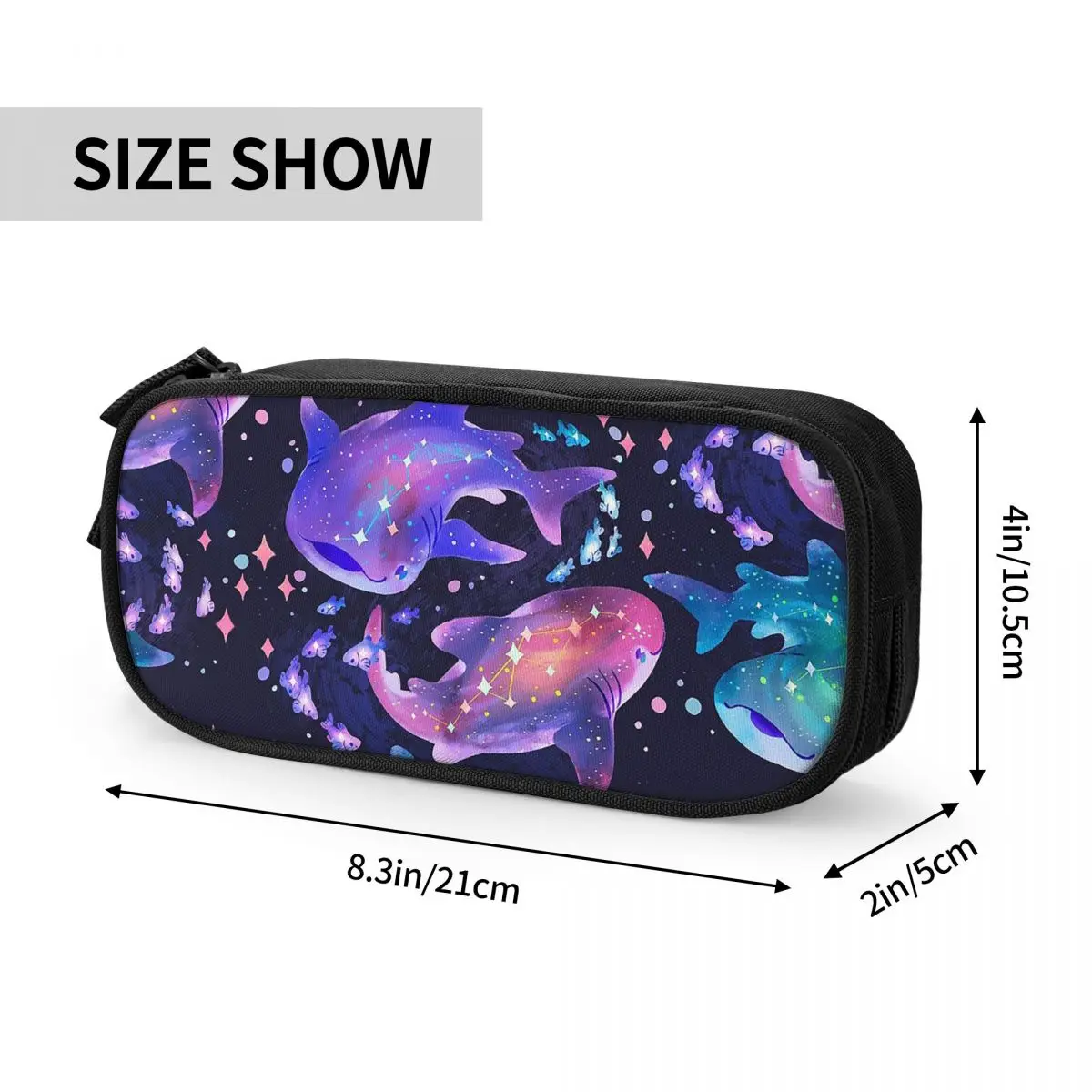 Imagem -06 - Grandes Estojos Cosméticos para Meninas e Meninos Cosmic Whale Shark Pencil Bags Pen Holder Material de Armazenamento Escolar