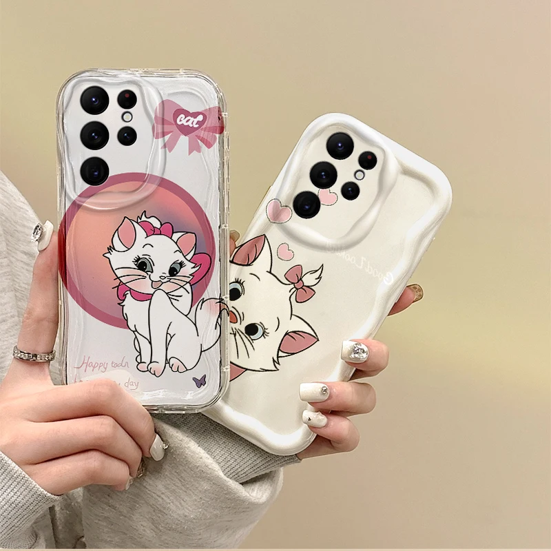 Disney Marie Cat Phone Case For Samsung Galaxy S24 S23 S22 S21Ultra Plus FE A73 A72 A71 A55 A54 A53 A52 Silicone Soft Back Cover