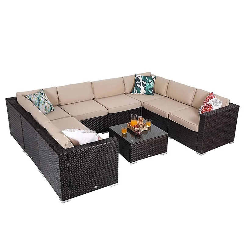 

Outdoor rattan chair sofa leisure terrace courtyard garden waterproof sunscreen corner sofa coffee table combination furniture