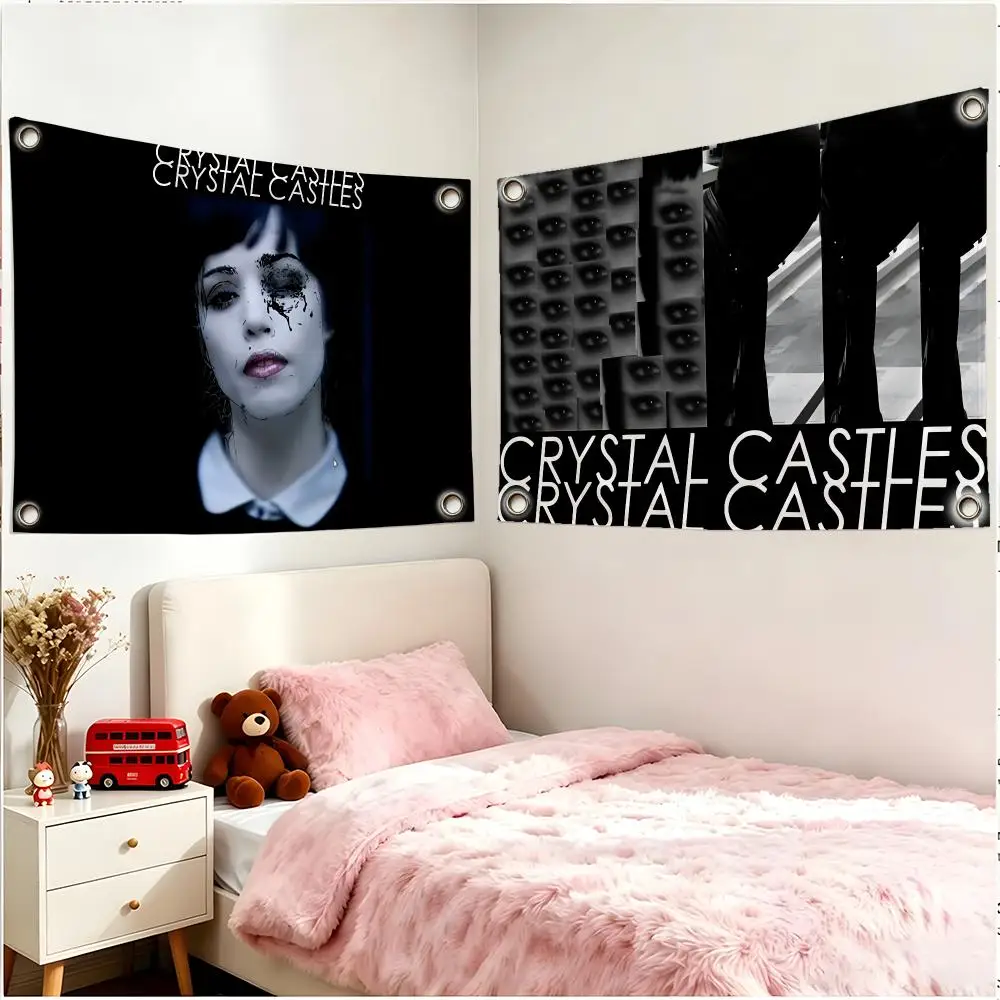 Band Electronic Crystal Castles Flags Borderless Four Ring Ornament Indoor Outdoor Decoration Quick Hang Install