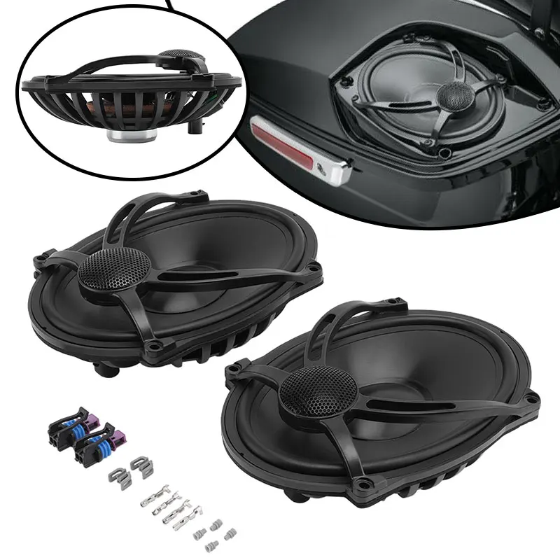 

Black Motorcycle 5"x7" Saddlebag Lid Speakers For Harley Touring Electra Glide Street Glide Road Glide Road King 1994-2023