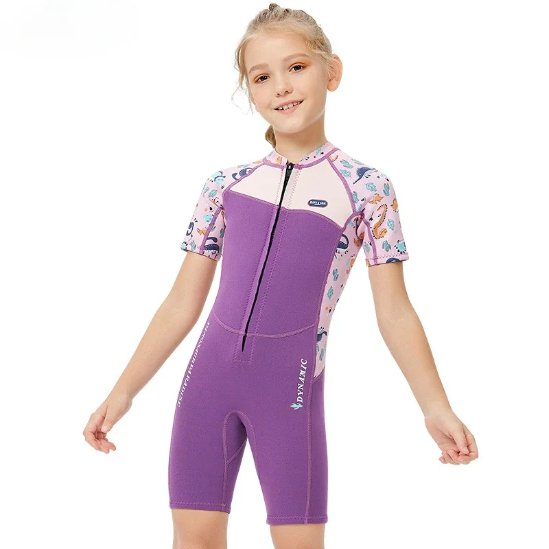 New 2.5MM Children's Wetsuit Short-sleeved Warm Winter Swimsuit Shorts Anti-cold Swimming Surfing Jellyfish Suit