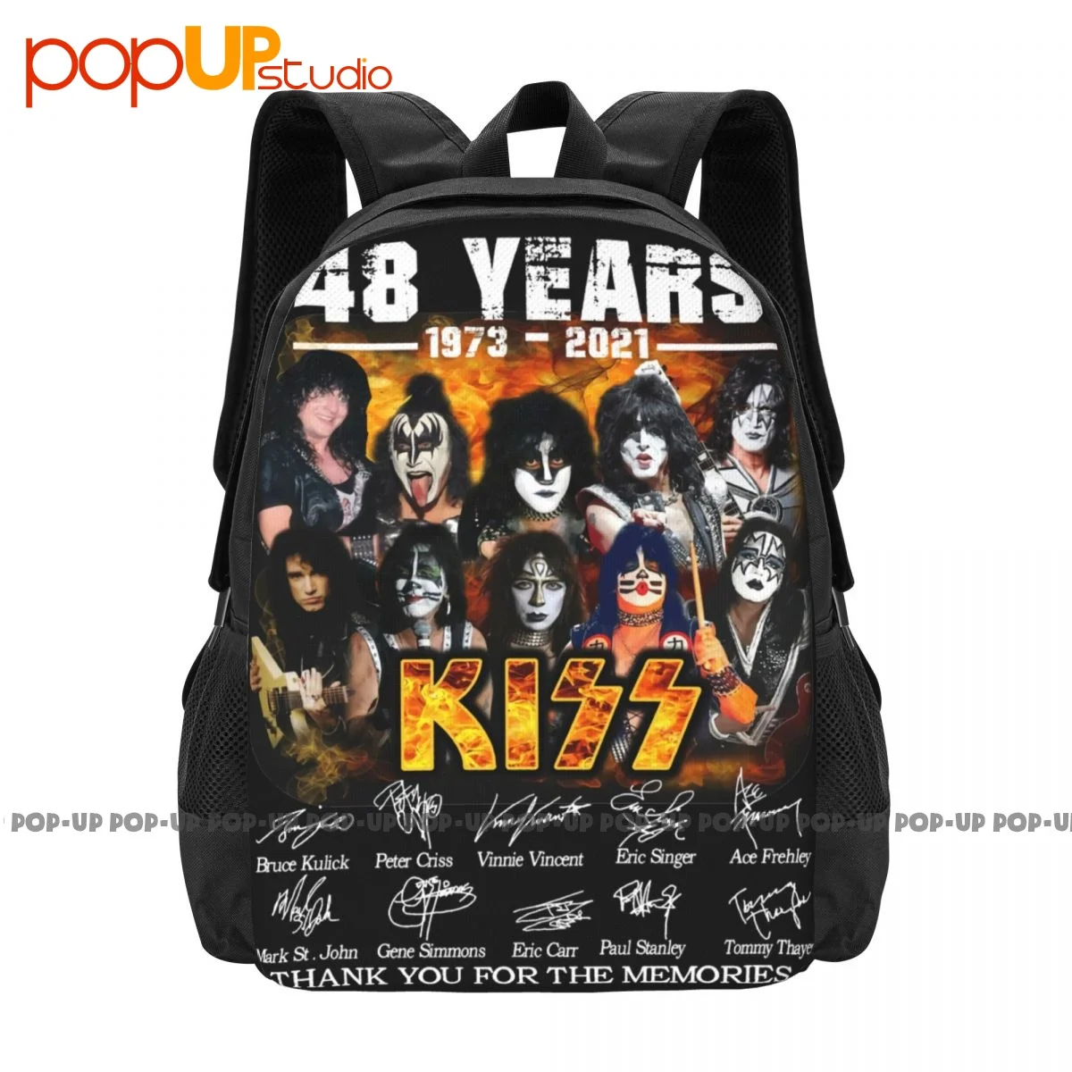 48 Years 1973 2021 Kiss Signa Tures Backpack Large Capacity Bookbag Shoe Bag Gymnast Bag Large Capacity