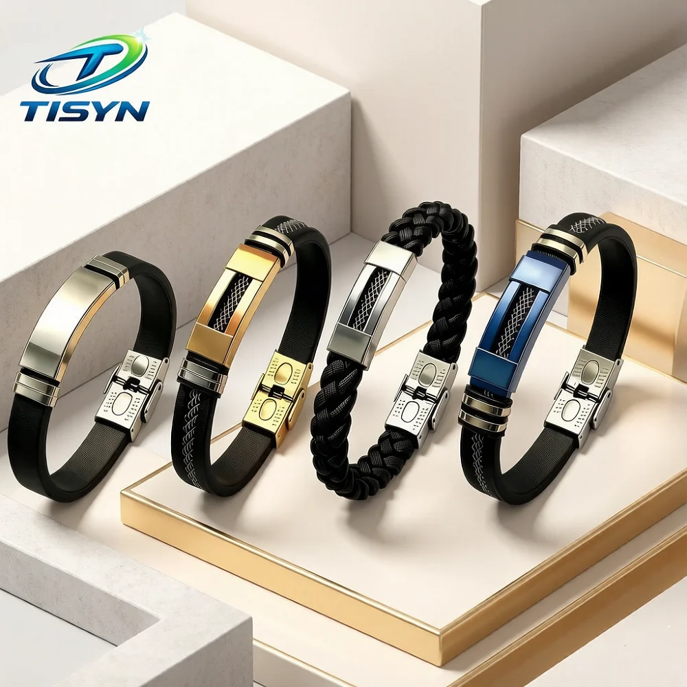 Alloy Fine Grinding Stainless Steel Bracelet Men Mesh Chain Bracelet with Magnetic Clasp Vintage Silver Cuff Bangle Fashion