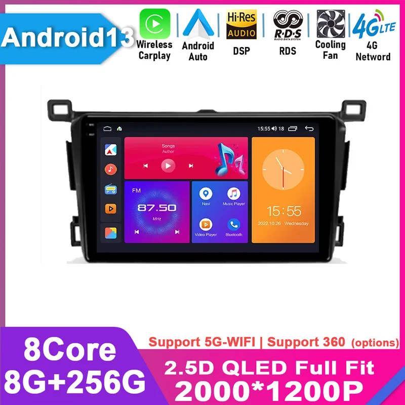 

For Toyota RAV4 4 XA40 5 XA50 2012 - 2018 Android 13 Screen Car Radio Multimedia Video Player Navigation GPS Display Carplay