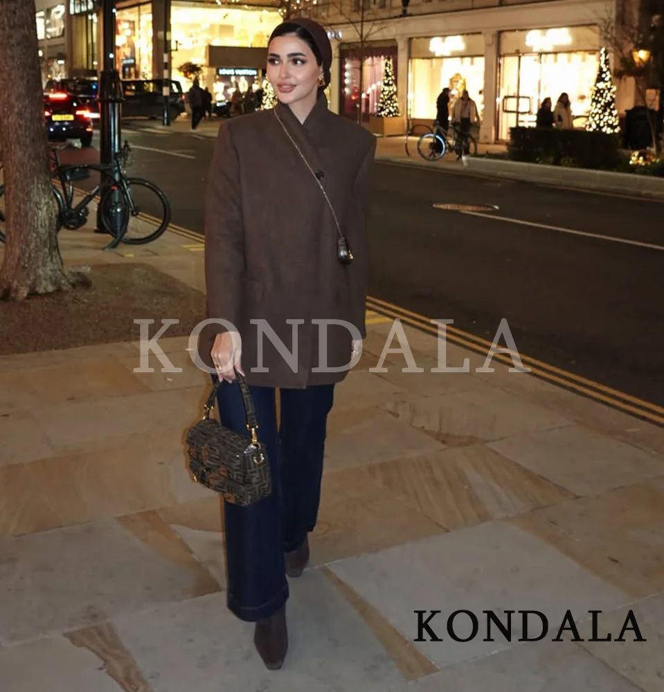 KONDALA Vintage Trendy Hacking Blazer Women New 2026 Trendy Single Button Suit Blazer Spring Fashion Elegant Female Chic Blazer