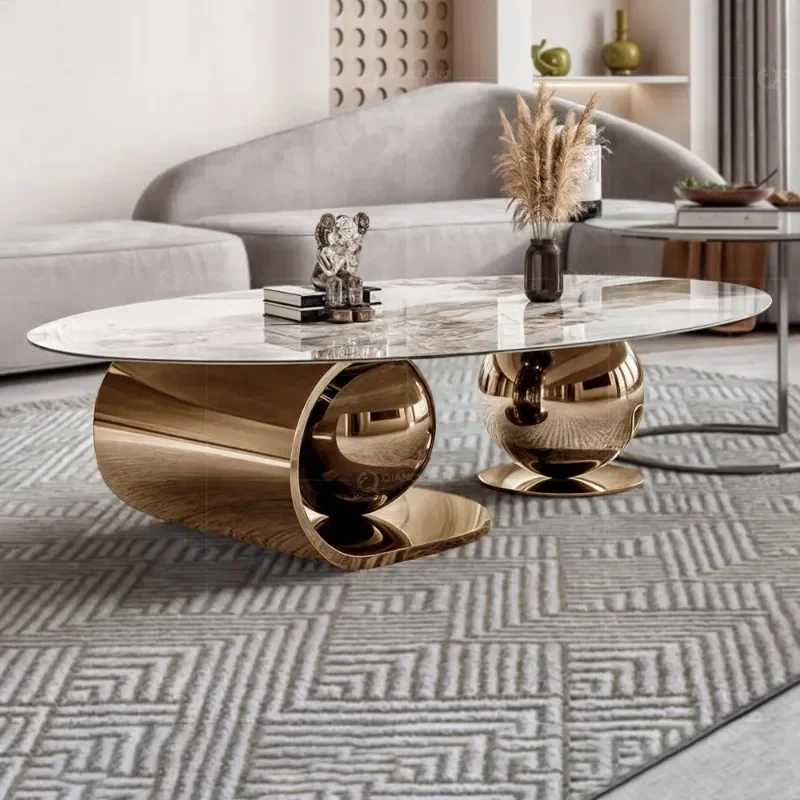 Modern simple household small apartment Italian living room designer oval tea table