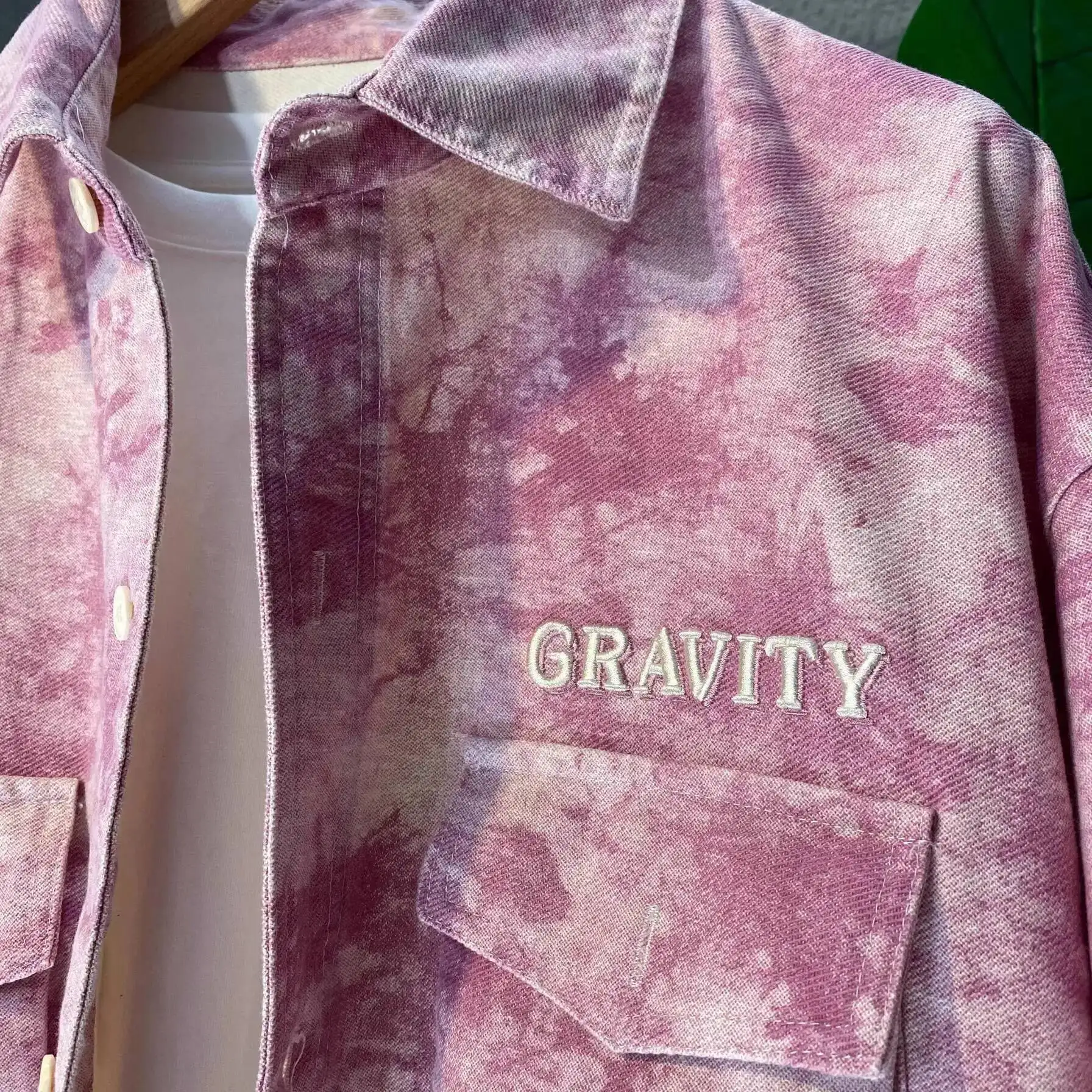 Women Jeans Jacket Washed Tie Dye Gradient Denim Shirt Autumn New Embroidered Jacket Loose Oversized Unisex Couple Top