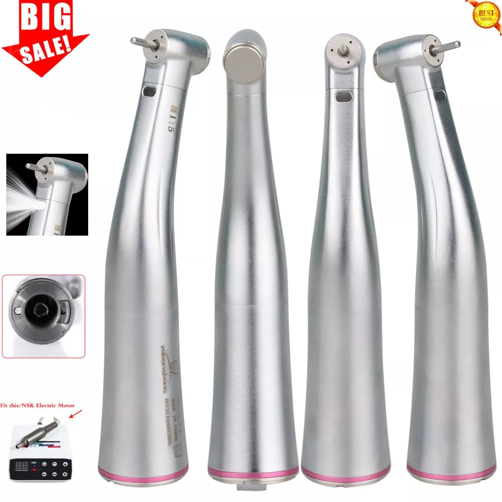 

Dental 1:5 Increase Fiber Optic Led/No Led Electric Contra Angle Handpiece Fit Nsk Ti-Max X95/X95L