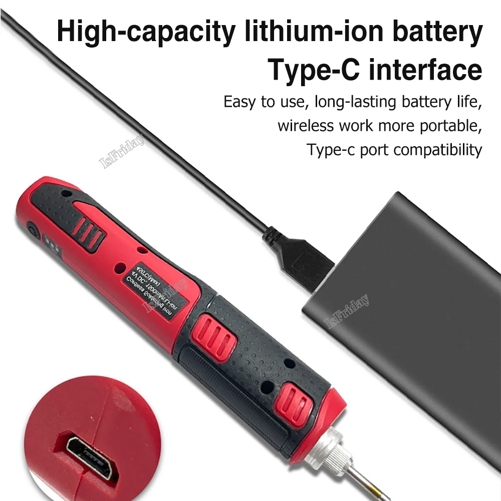 Saldatore elettrico senza fili penna per saldatura portatile strumento per saldatura a saldare per riscaldamento interno ricaricabile con testa E10