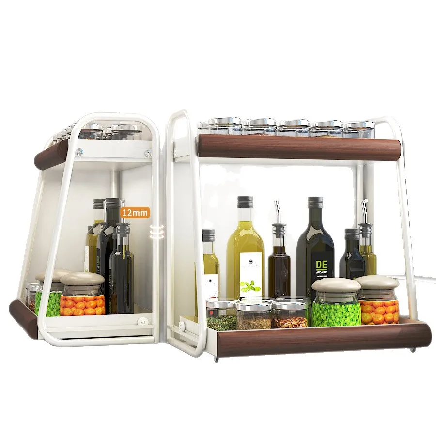

YJQ seasoning rack kitchen double countertop pumping seasoning storage rack