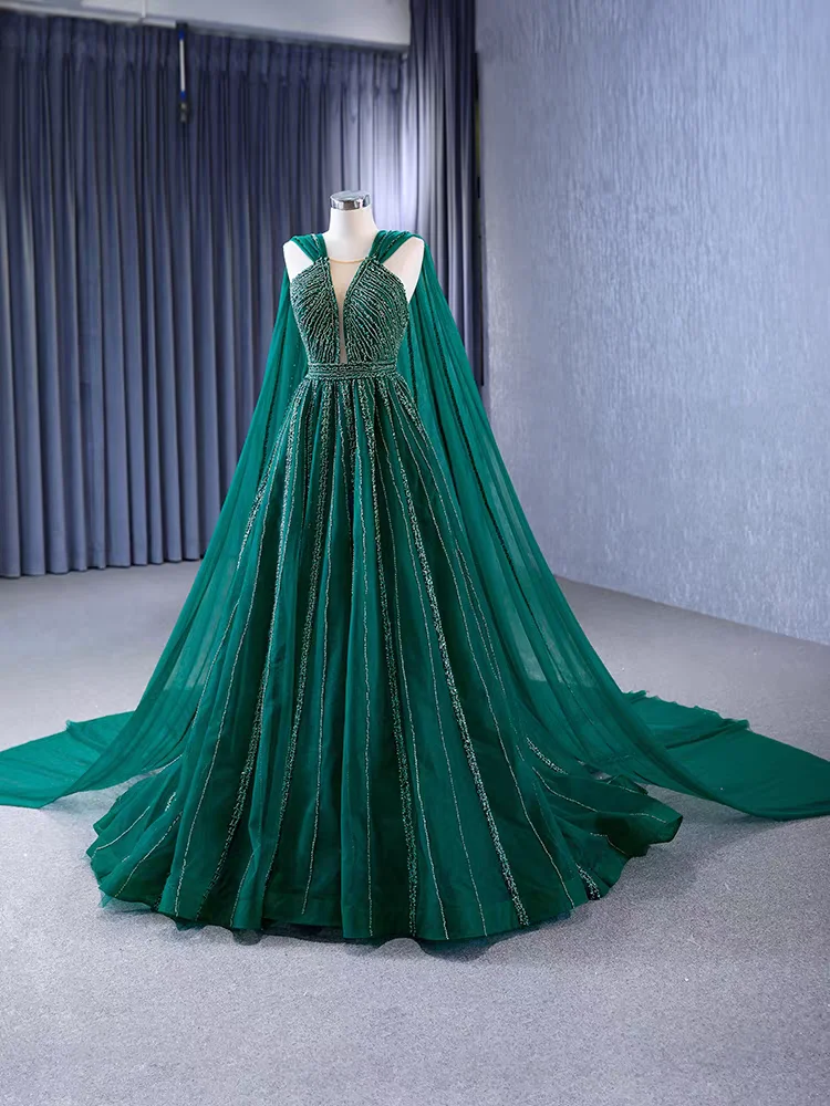 Grünes Abendkleid, Perlenballkleid, Kleid