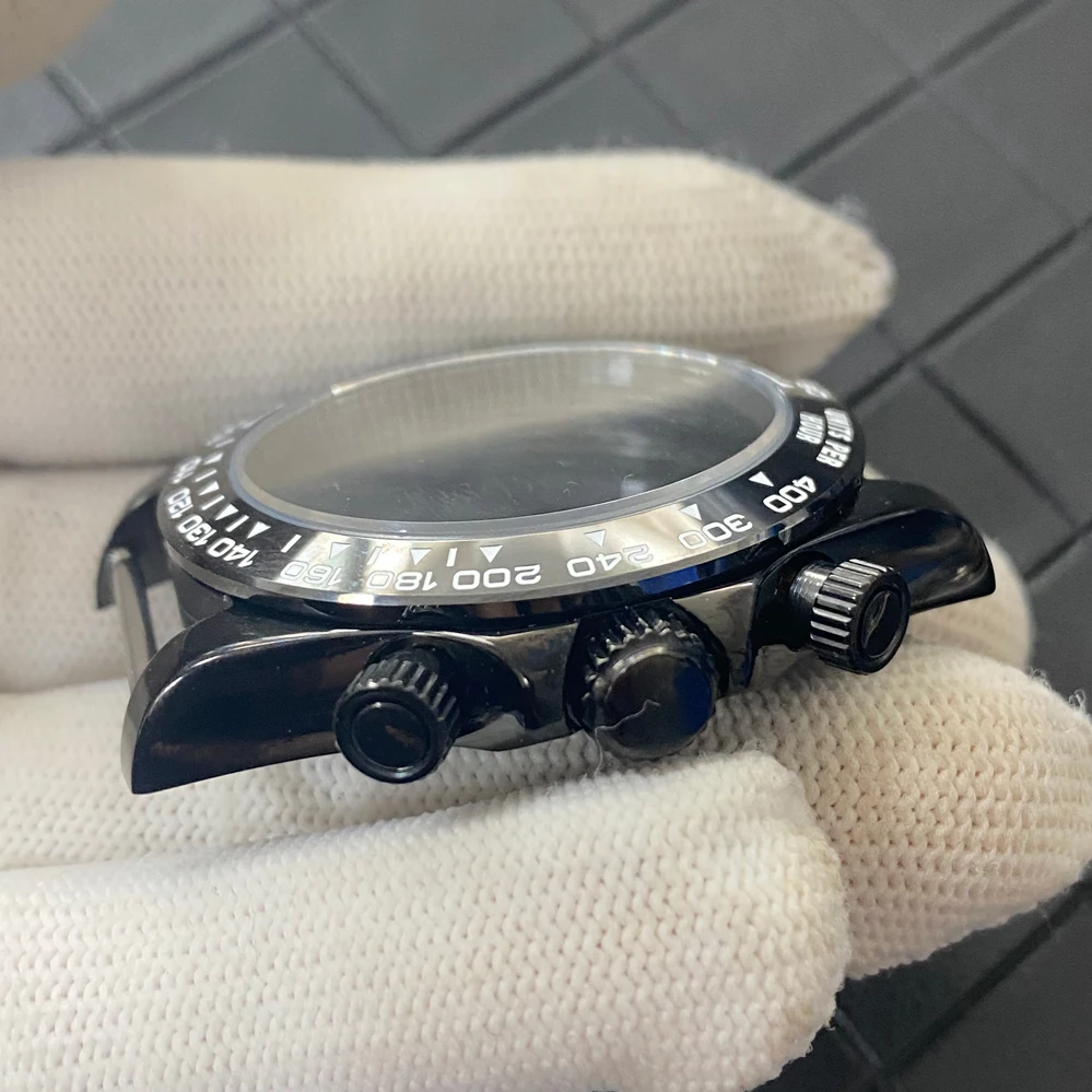 إكسسوارات الساعة المعدلة المصنوعة من الفولاذ المقاوم للصدأ وحلقة سيراميك ذهبية وسوداء مناسبة لحركة كوارتز ثلاثية العيون VK 63