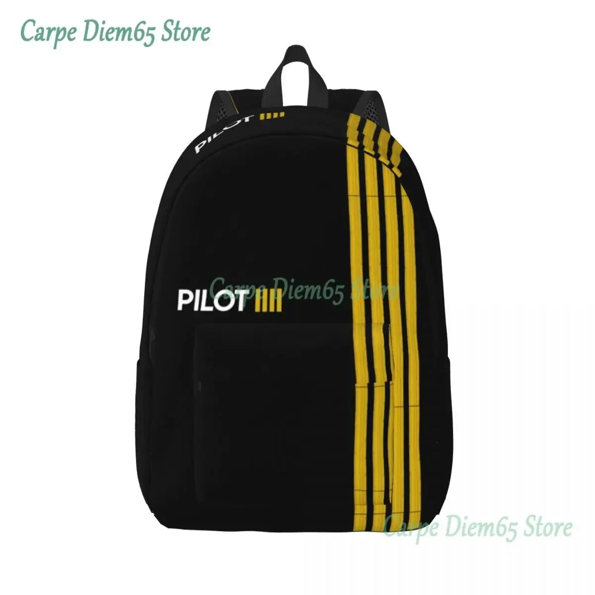 Pilot Captain Stripes Travel Canvas Backpack Women Men School Laptop Bookbag Aviation Airplane College Student Daypack Bags