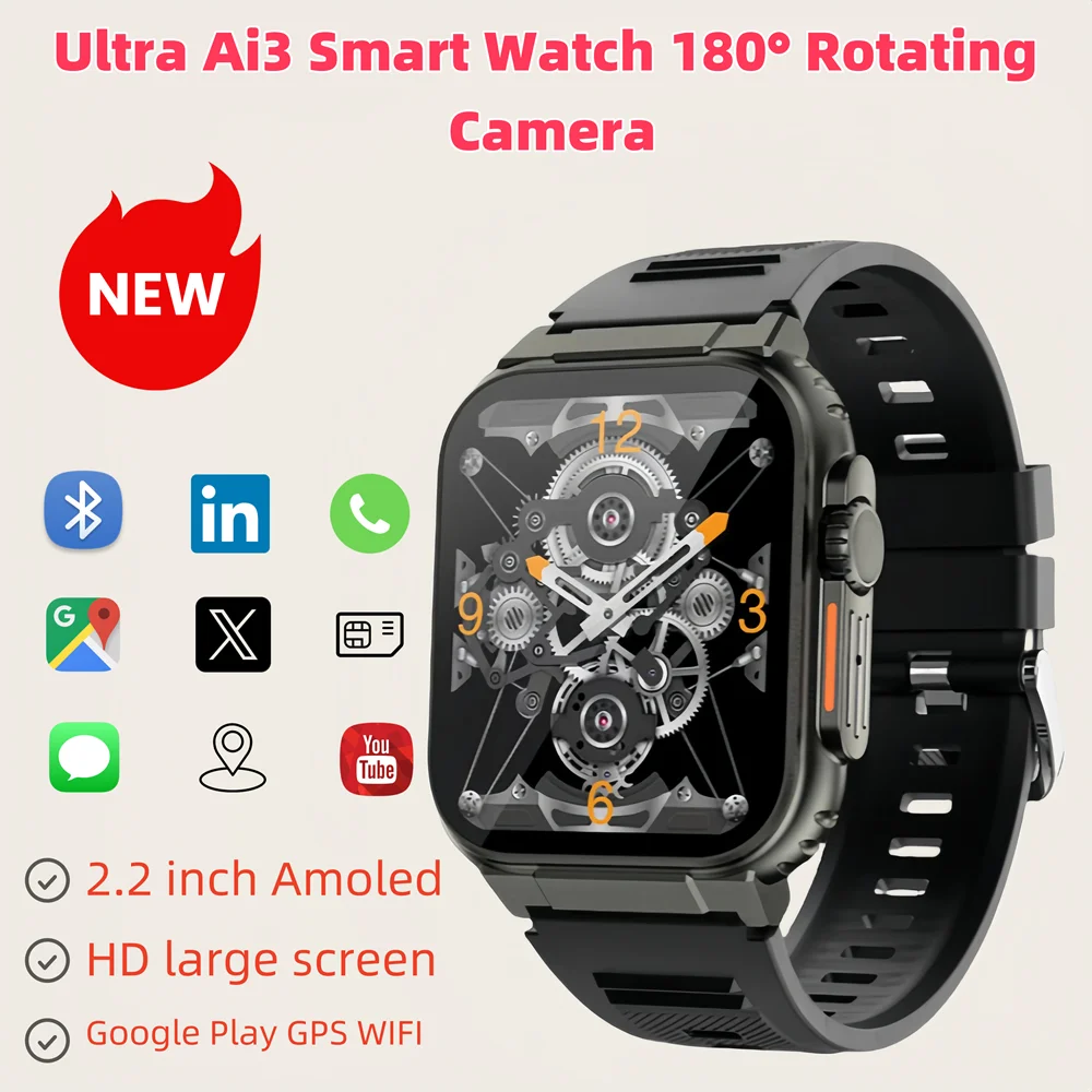 

Смарт-часы Microwear Ultra Ai3 S9 Ultra Google Play GPS WIFI Amoled HD-дисплей 4G Calling Smartwatch для мужчин