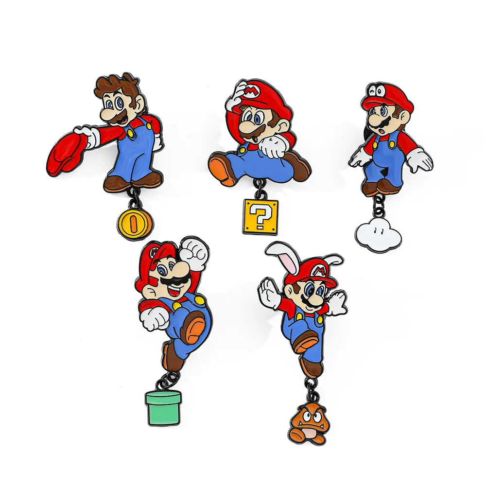 

1 Set Japanese Cartoon Creative Game Character Mario Brooch, Super Mario, Super Mario Metal Badge Accessory Anime Cartoon Frind