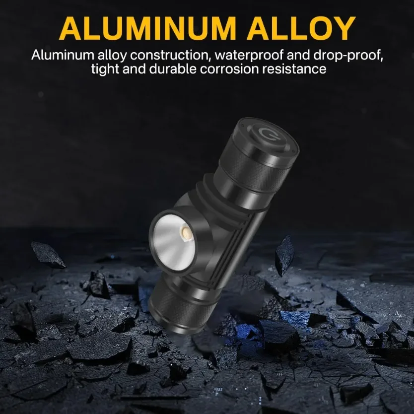 Mini Latarka Ładowalna Typ C USB 18650 Zasilana Awaryjna Mocna Wodoodporna Latarka Czołowa LED z Zoomem