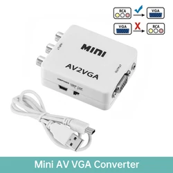 1080P Mini Video Convertor RCA  AV to VGA Video Converter Conversor with 3.5mm Audio AV2VGA / CVBS Audio to PC HD Computer to TV