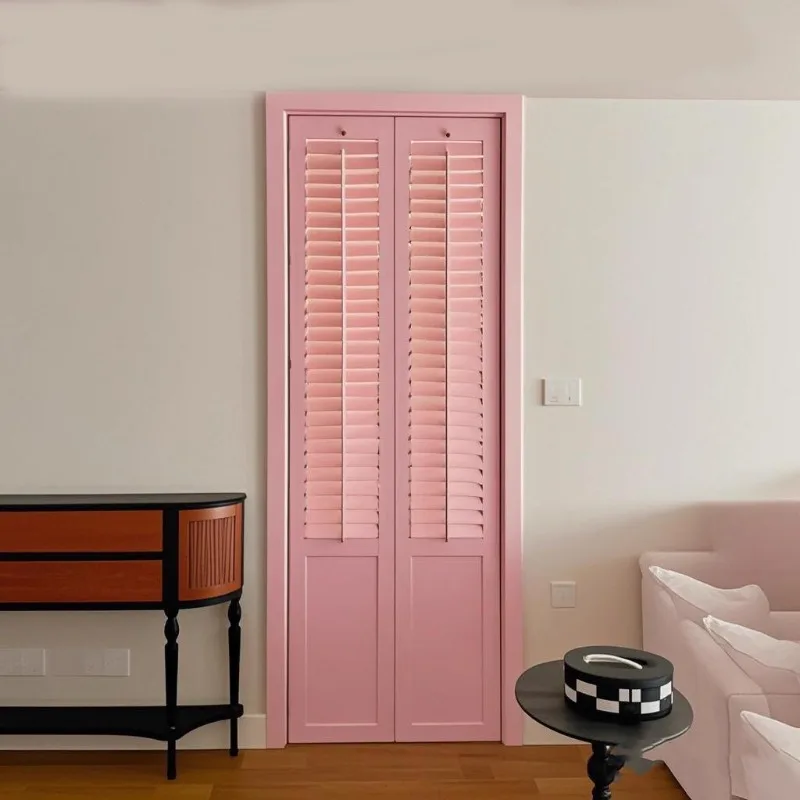 

Bedroom solid wood shutter door custom folding wardrobe door breathable shutter light breathable retro shutter door