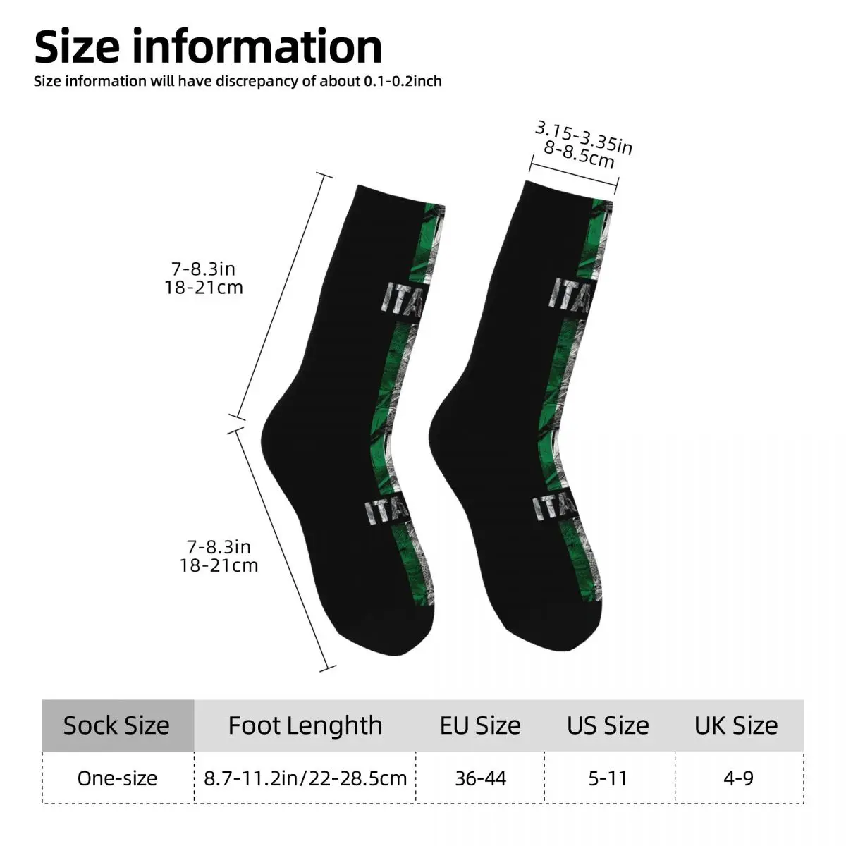 Italy Flag Unisex Winter Socks Windproof Happy Socks Street Style Crazy Sock