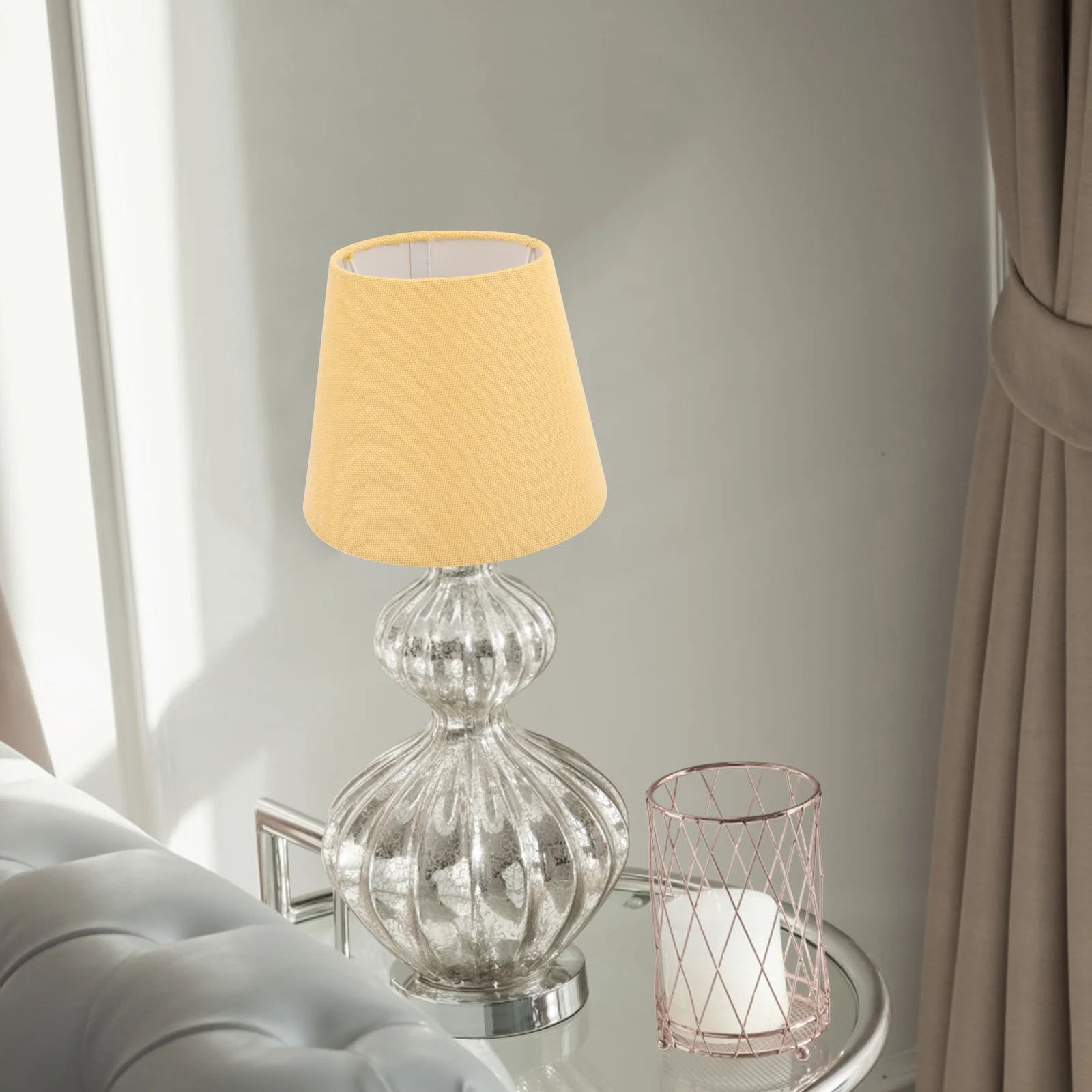 

Cone Round Lampshade For E14 Socket Table Desk Bedside Lamp Solid Cloth Iron Vintage Style Soft Light Cover Home Hotel