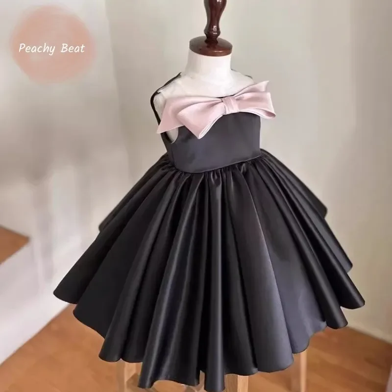 

Fashion Flower Girl Dress Bow Silk Tutu Dress Elegant Sleeveless Princess ball dress for Birthday Party Baby Clothes 1-5Y