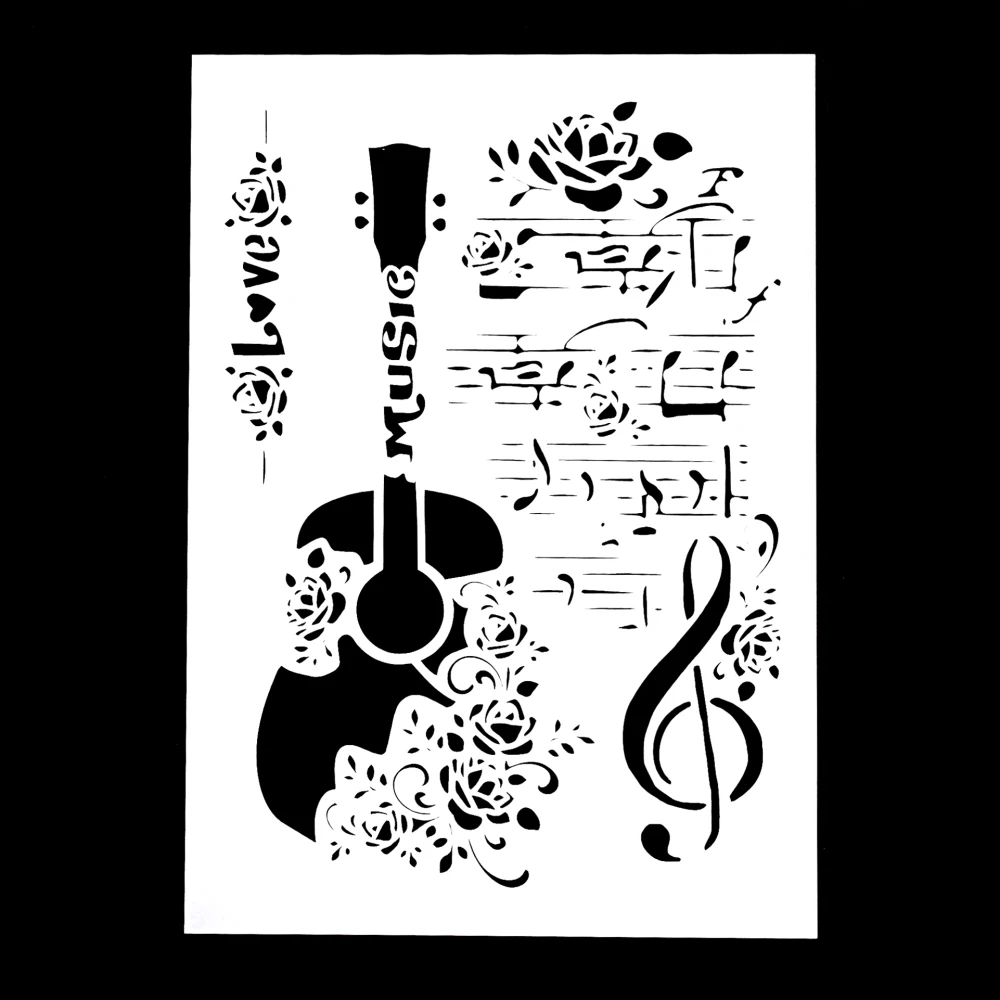 A4 Size DIY Craft Layering  Guitar Stencil For Wall Painting Scrapbooking Stamping Album Decorative Embossing Paper Card