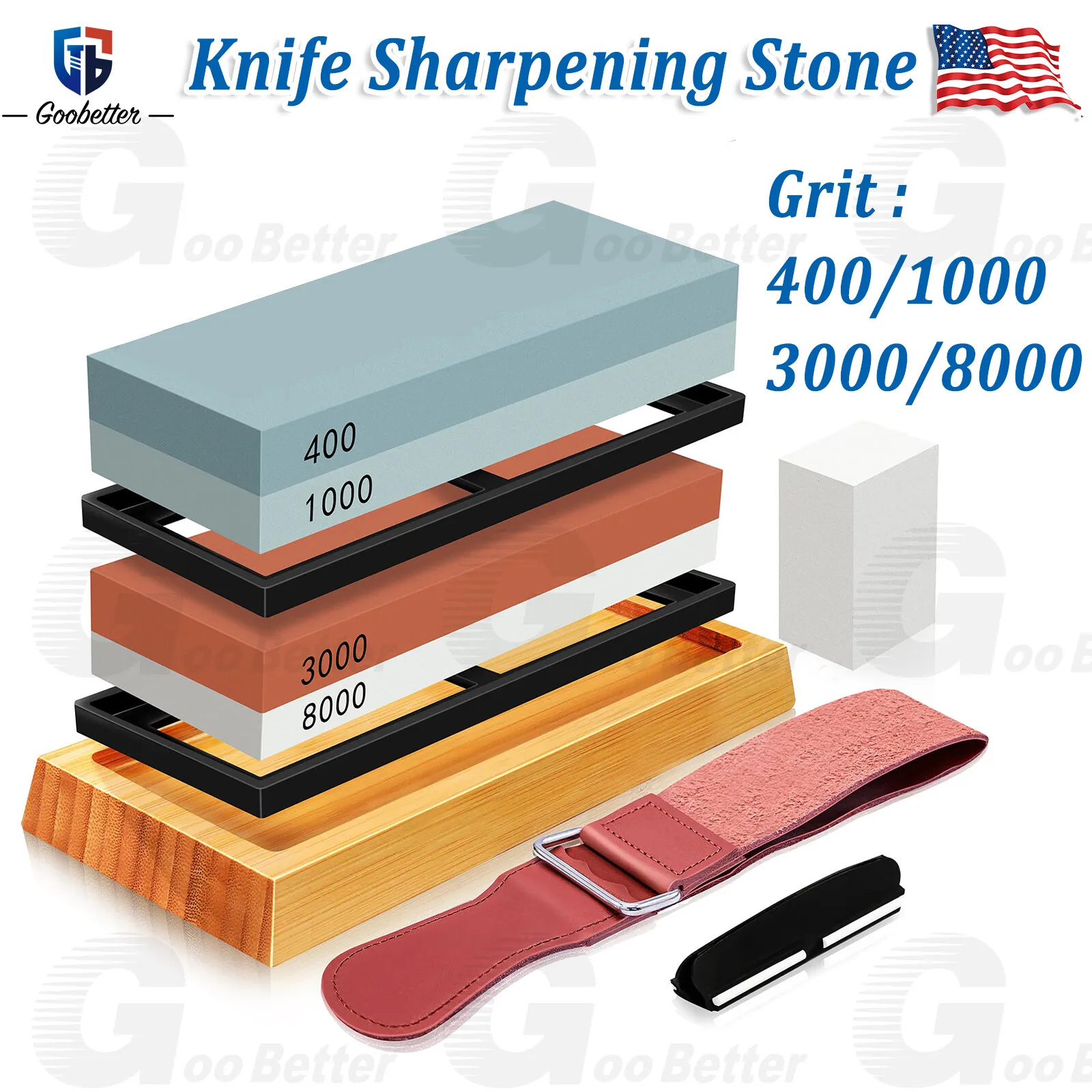 

Точильный камень имеет 4 стороны с абразивной текстурой 400/1000 и 3000/8000. Подходит для кухни.