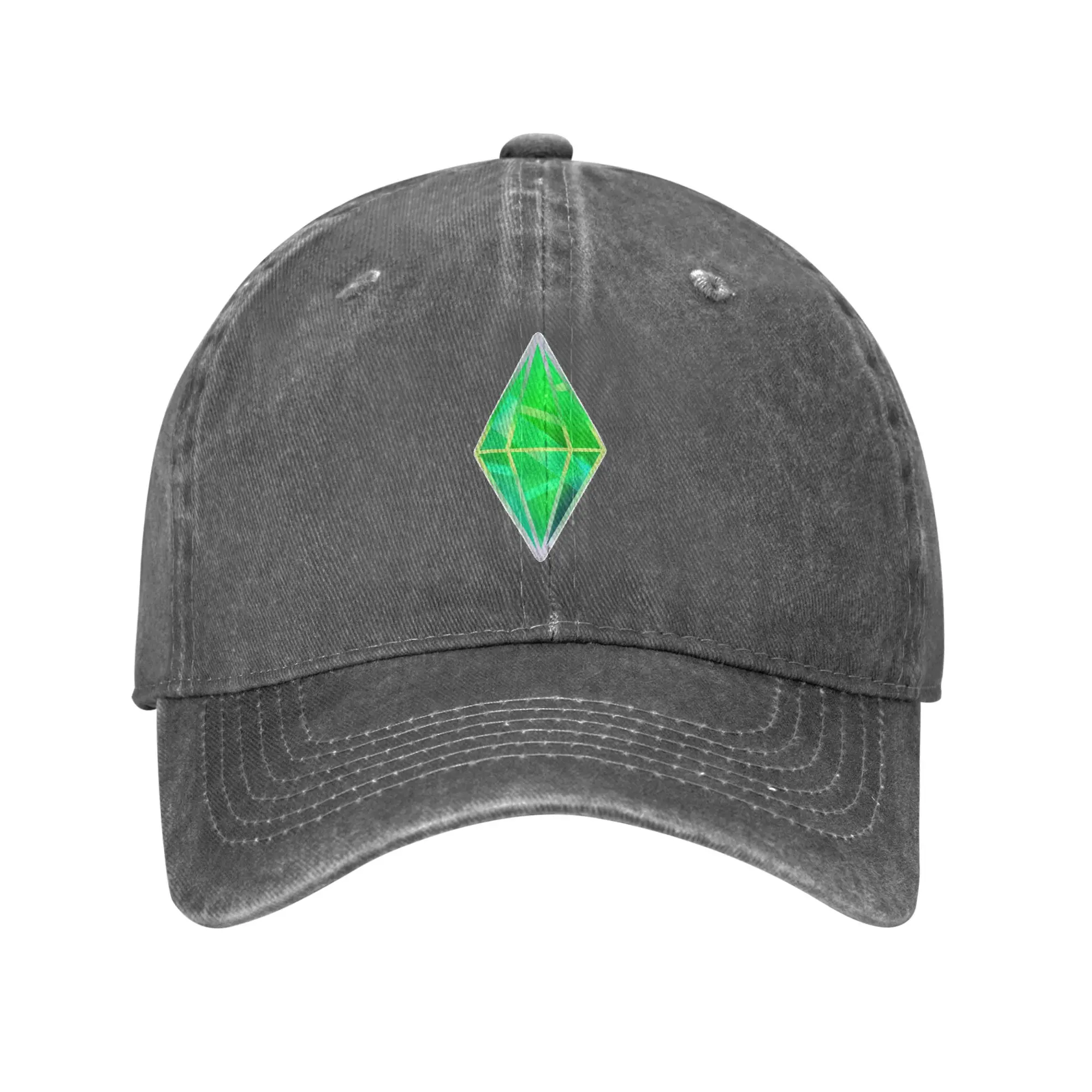 Green plumbob sims 4 Gorra de tela vaquera, gorras de béisbol informales, sombrero ajustable, gorras de béisbol unisex de verano