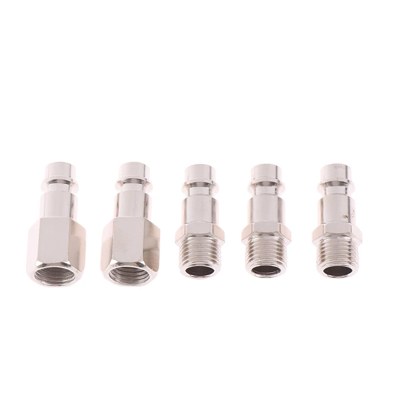 Air Line Mangueira Compressor Conectores, Masculino Prata Euro Masculino Quick Release Fittings, 1/4 "BSP, 5pcs