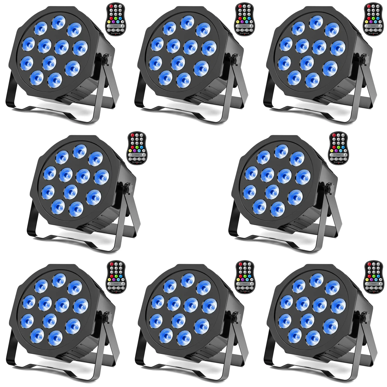 

GEFENSIGEFENSI 8PCS Battery LED Par Light RGBW Stage Flat Strobe Light Par Light Effect DJ Disco Party Holiday Bar Wedding Birth
