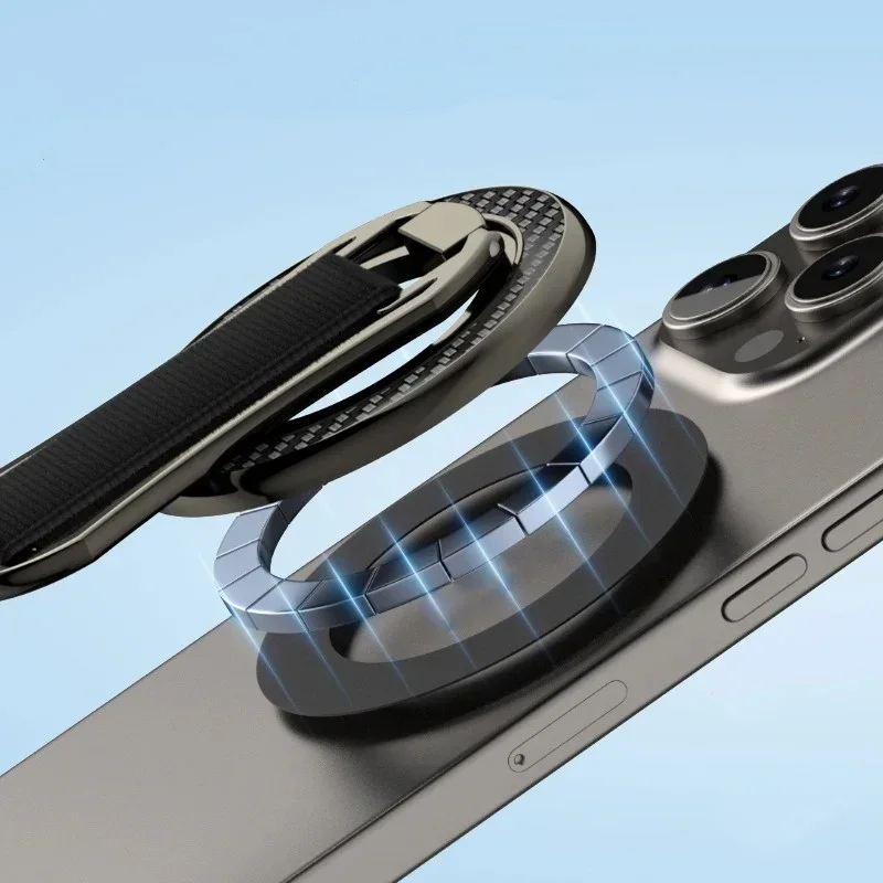 Ypm5 nuevo soporte magnético fuerte para teléfono Magsafe rotación de 360 grados soporte de anillo de dedo doble imán para iPhone 14 15 16 Xiaomi