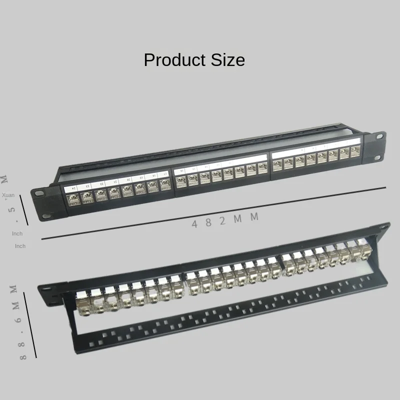 Rj45 24 port cat.6, cat.6a, cat.7, abgeschirmtes 180-Grad-Patchfeld für kontaktlose Netzwerk-Internet adapter