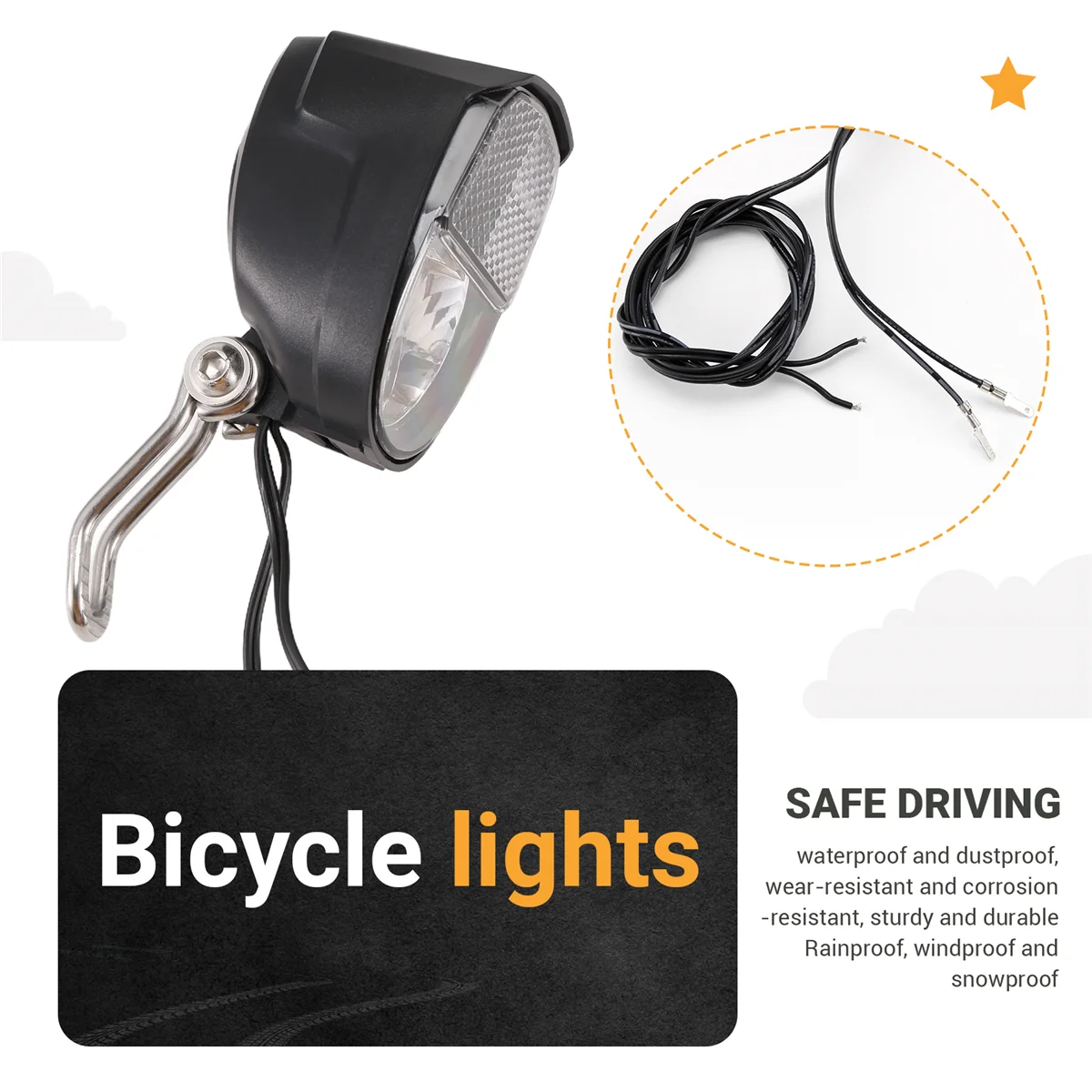 AMSC Dinamo Lampu Sepeda Lampu Depan Set Input AC 6V 3W Dinamo Sepeda LED Lampu Depan Aksesoris Sepeda