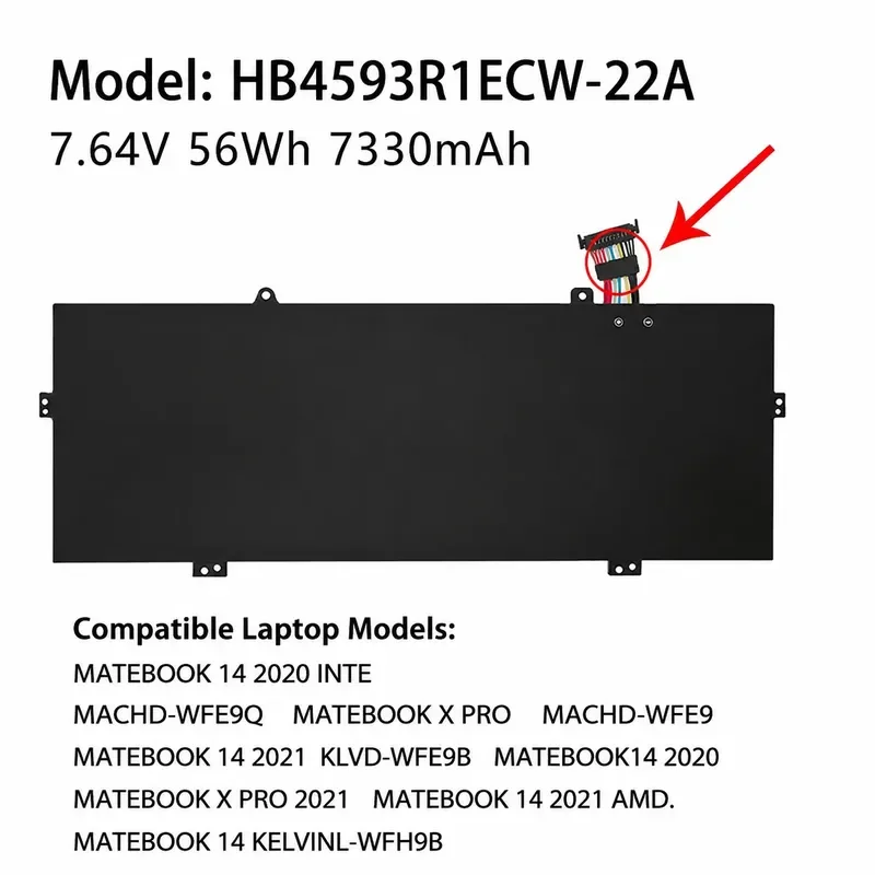 for Huawei MACHD-WFE9Q KLVL-WFH9 HB4593R1ECW-22A Battery Replacement High Capacity Rechargeable Li-ion Cell for Smartphone