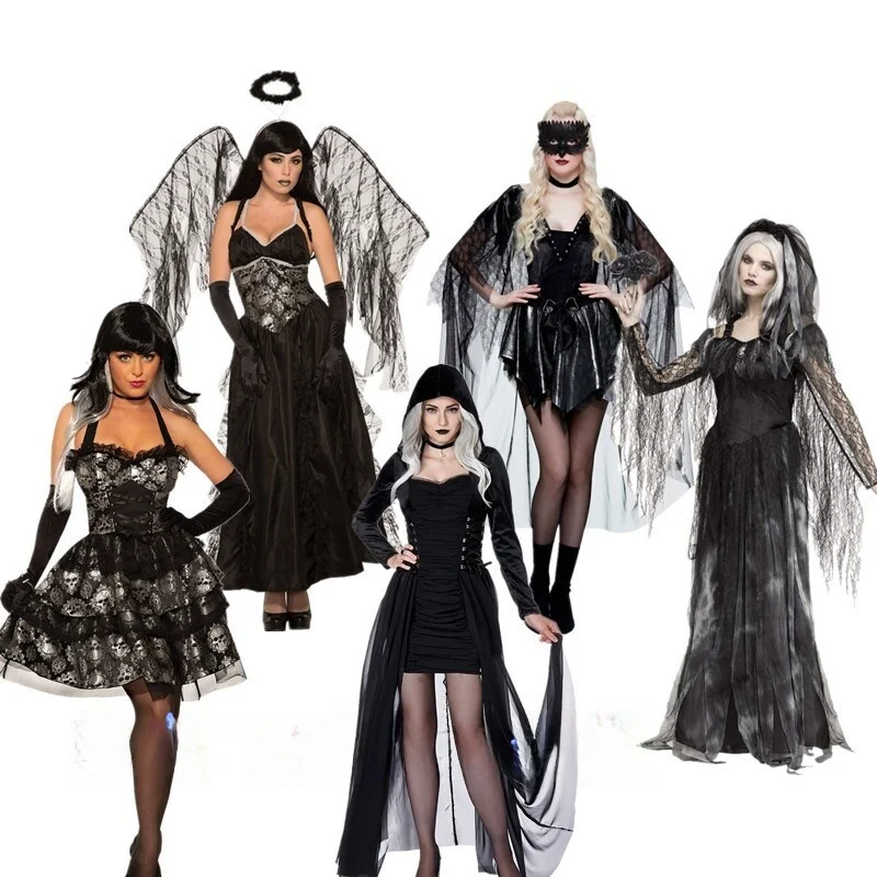 

Witch Costume Women's Halloween Demon Black Angel Ghost Bride Clothes Resurrection Festival Performance Clothes