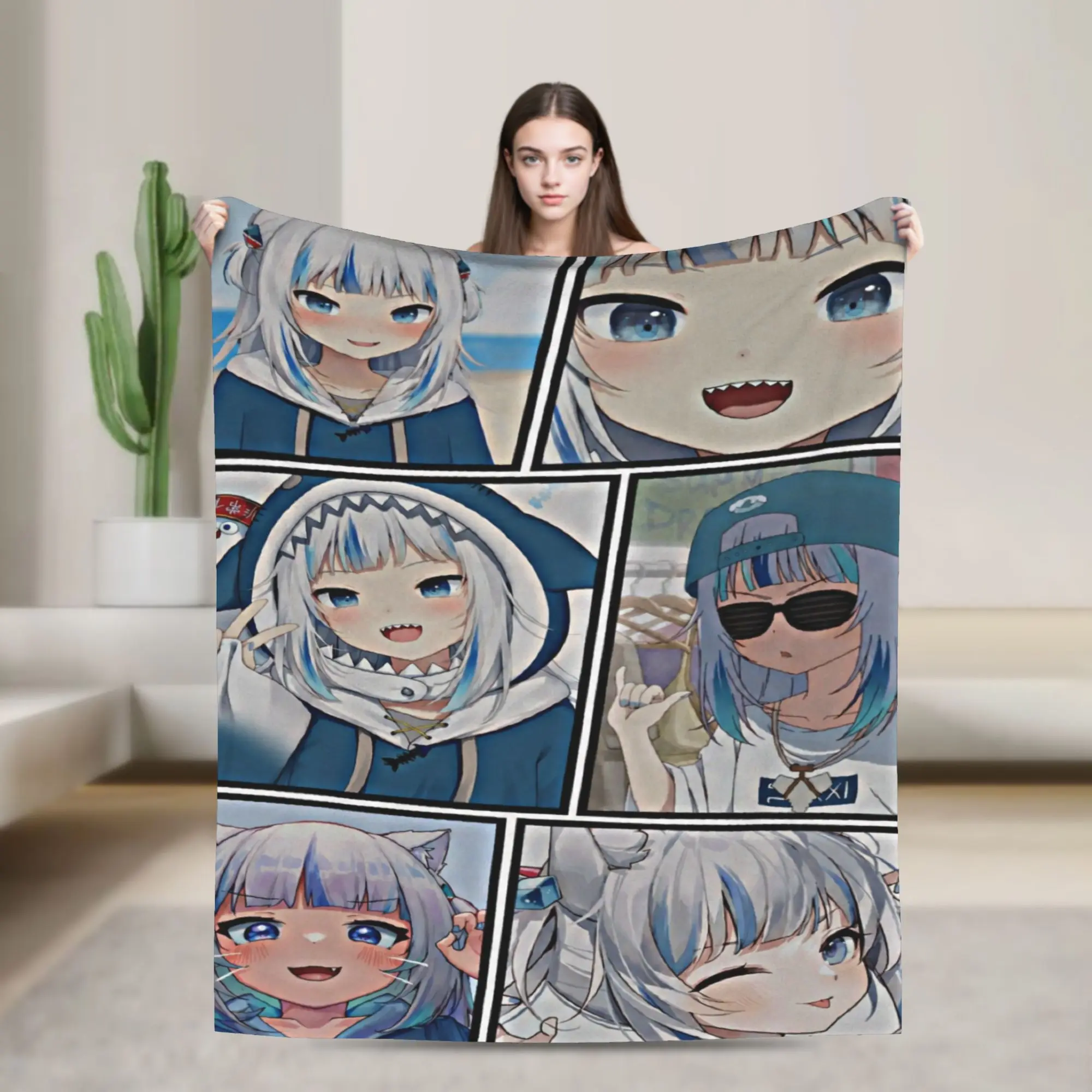 Gawr Gura Dancing On Stage Blankets Fleece  Cozy Ultra-Soft Throw Blanket for Sofa Plush Thin Quilt