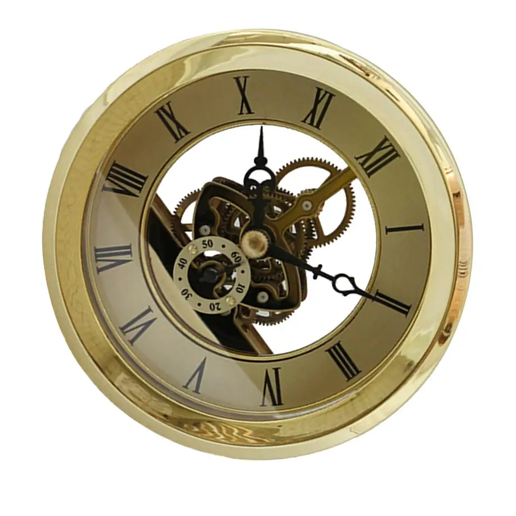 Skeleton Quartz Clock Insert with Black Roman Numerals DIY Clock Movement Mechanism for Home Repair