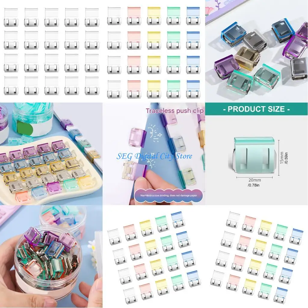 

U75B Candy Colored Clear Plastic Document Organiser Clips for Teachers Students