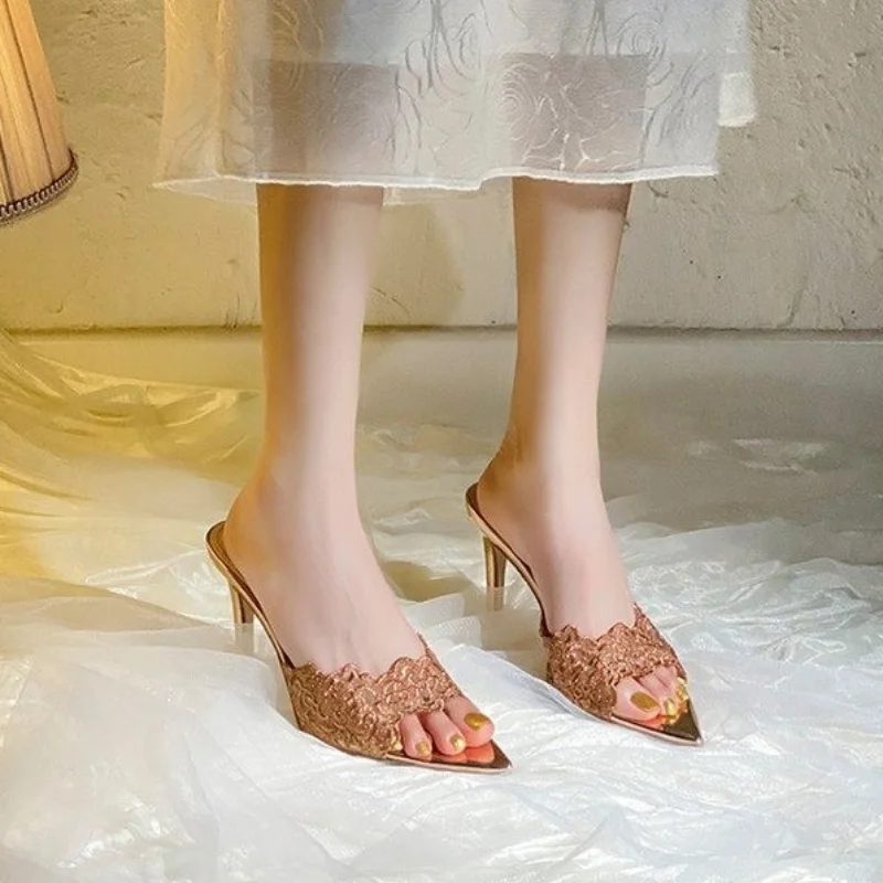 

2026 New Elegant Women High Heel Luxury Sandals Pointed Open Toe Sandals Stiletto Wedding Party Sexy Dress Shoes