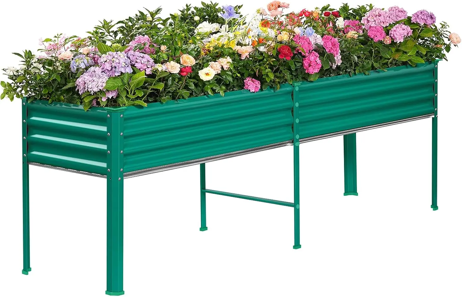 

Galvanized Raised Garden Bed with Legs, 96×24×32in Raised Garden Beds Outdoor with Drainage Holes, Planter Boxes Outdo