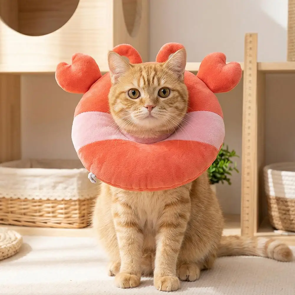 Cute Pet Cat Elizabethan Collar Wound Healing Anti-Bite Licking Neck Protection Collar Fun Crab Lion Neck Collar Pet products